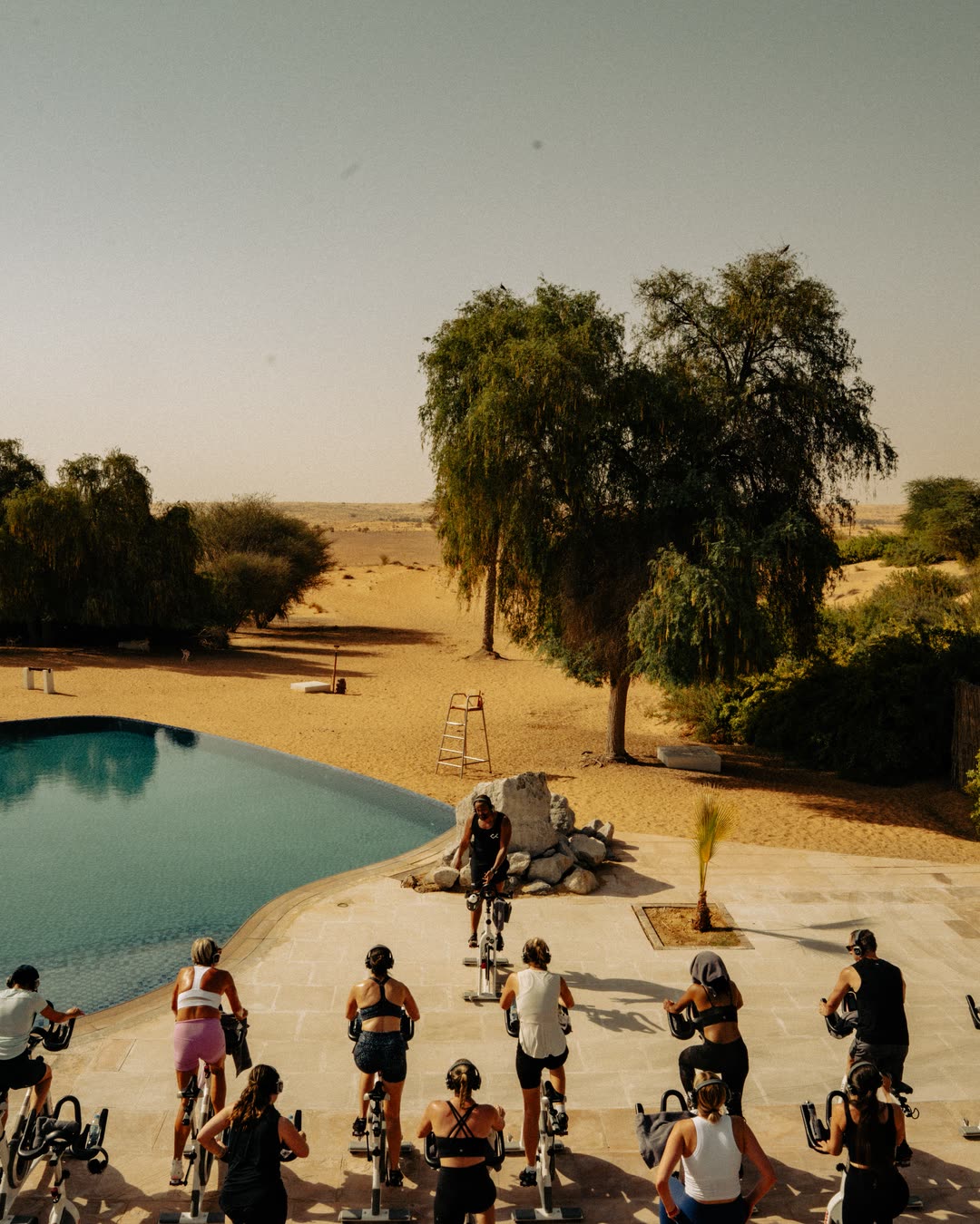 CRANK RIDE class at sunrise in the desert at Al Maha